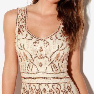Lulu's Rose Gold Sequin Maxi Dress